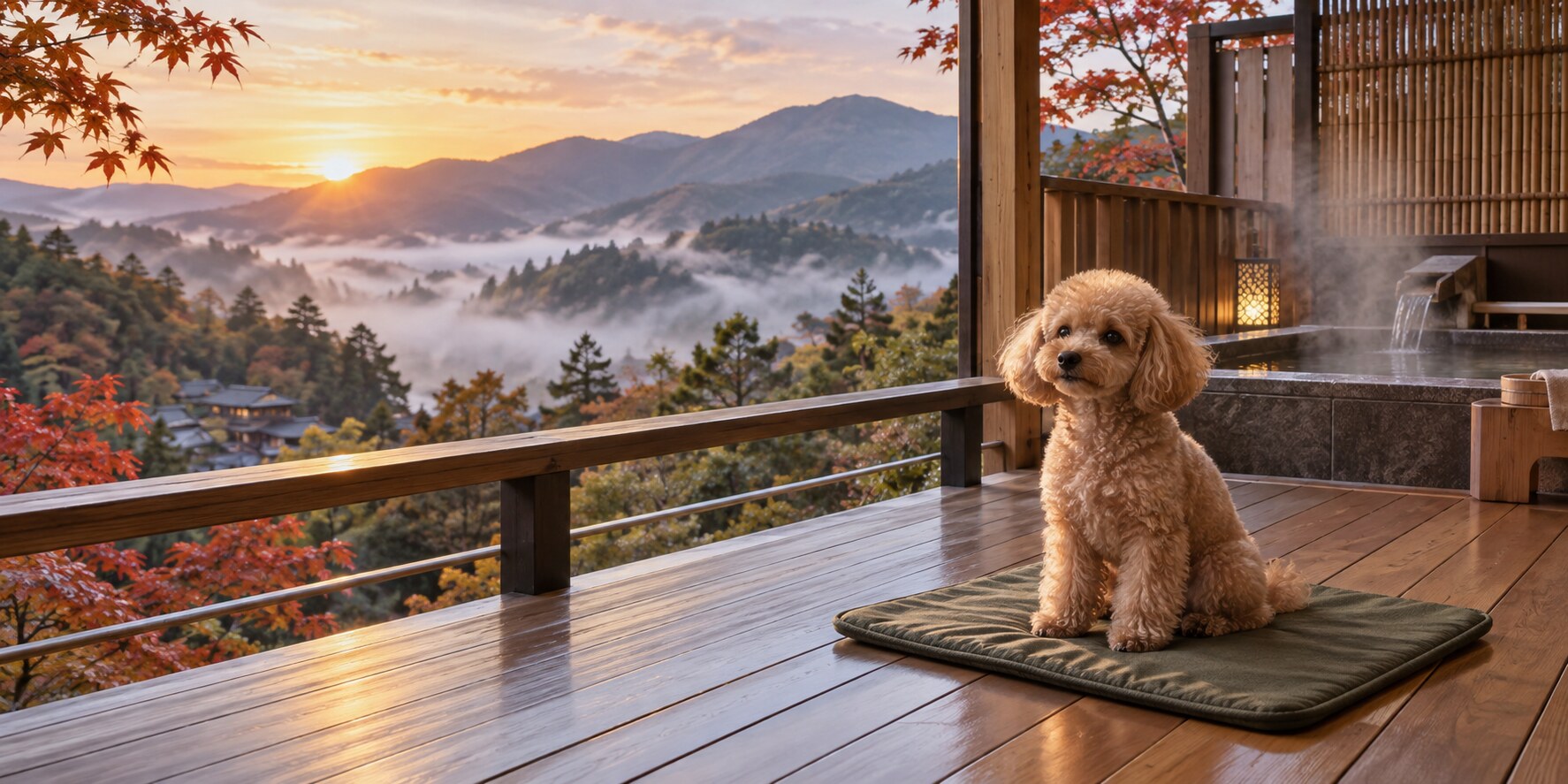 山の景色を眺めながら愛犬と過ごす温泉宿