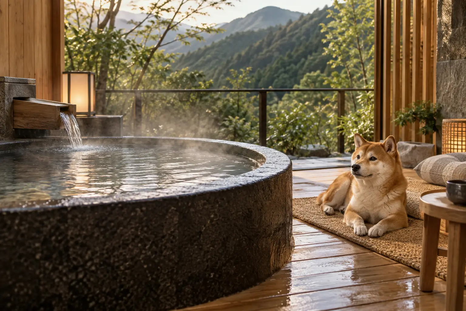 客室露天温泉と犬旅のイメージ