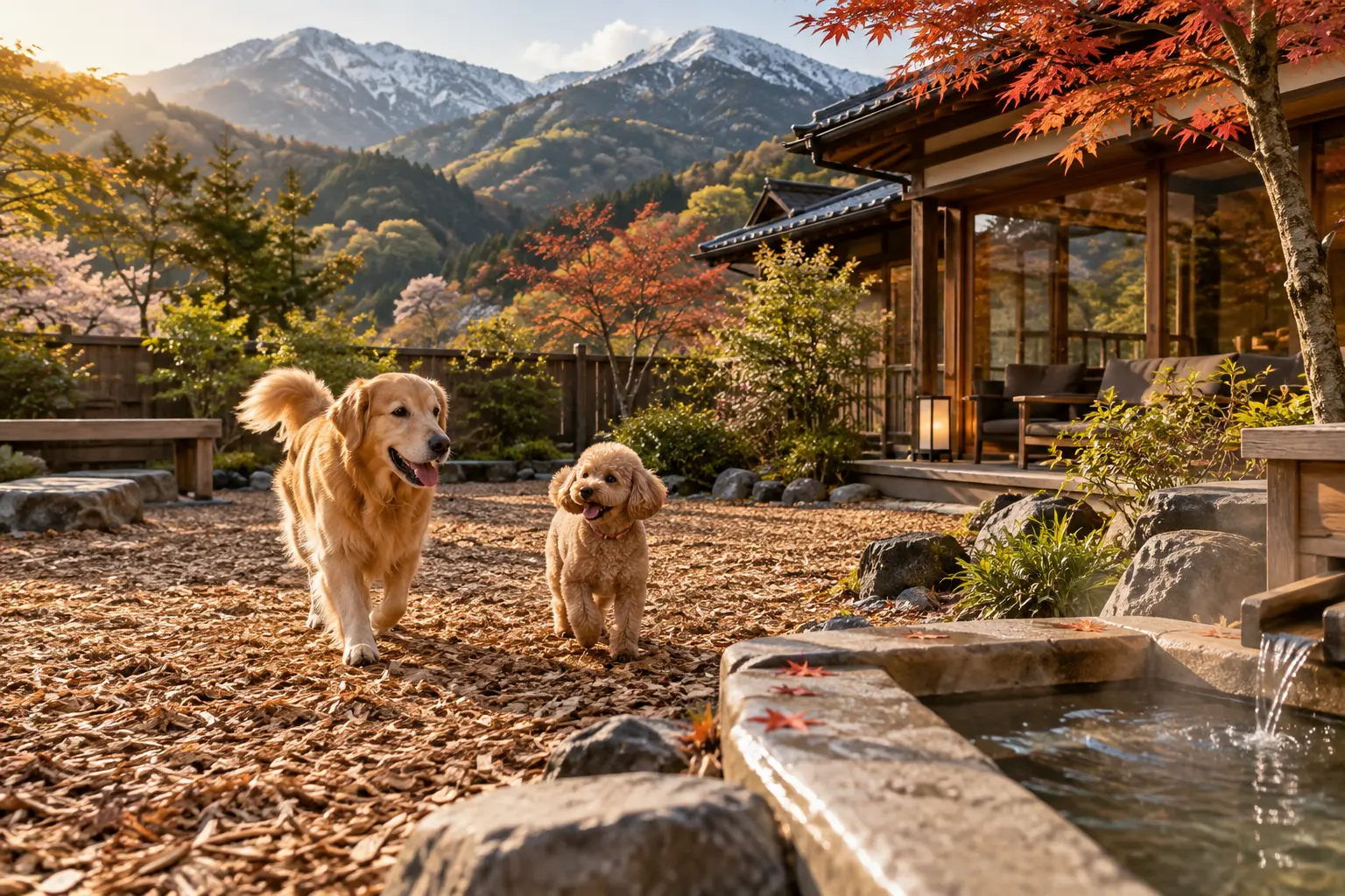 箱根の自然とドッグランを楽しむ犬のイメージ